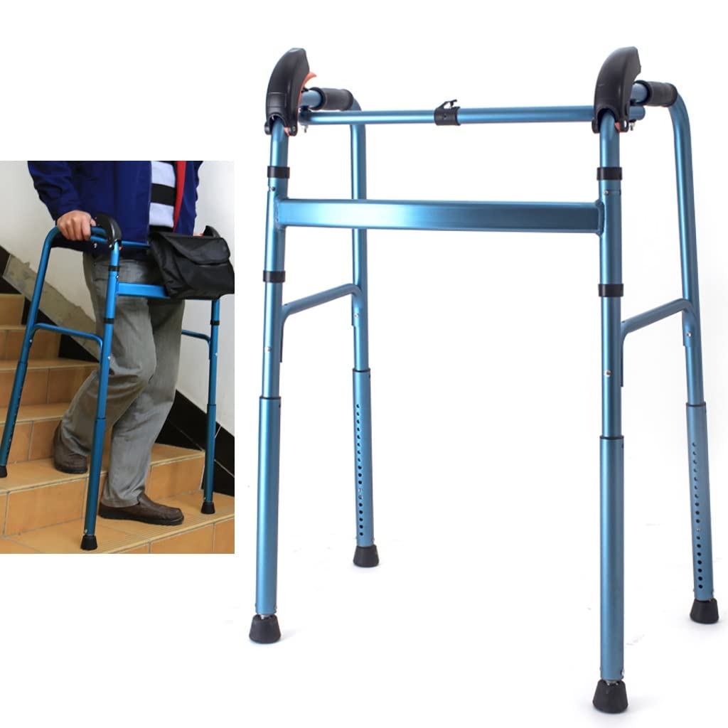 Lightweight Aluminum Folding Walking Frame - Mobility Aid Walker for Elderly with Stair Climbing Assist | Portable Stair Ramp Support for Seniors | Ideal for Indoor/Outdoor Use, Travel & Daily Mobility Assistance