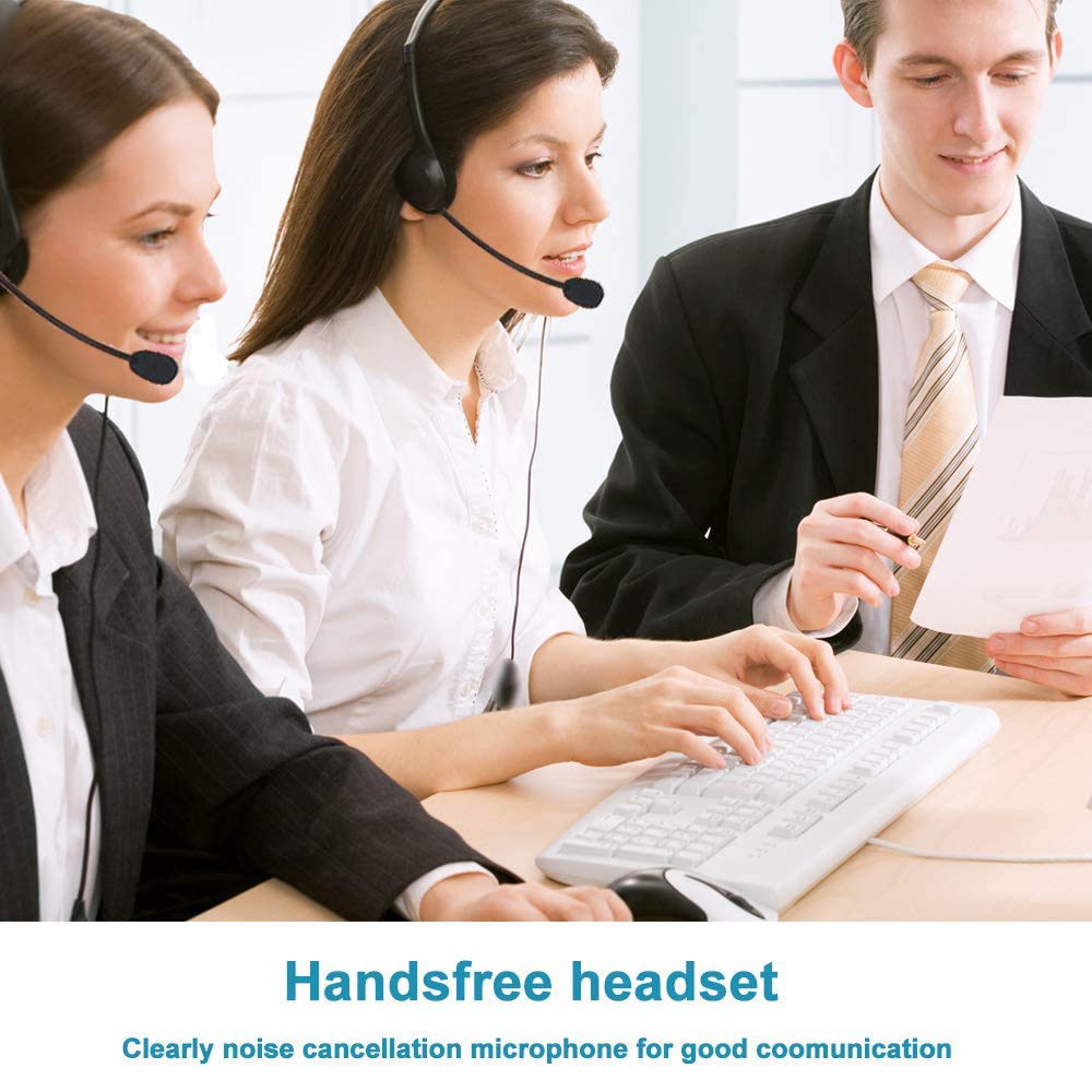 JeKaVis J-P17 Corded Landline Telephone with Headset - Call Center Phone with Caller ID, Multi-Functional Business Desktop Wired Phone for Home Office & Customer Service Use