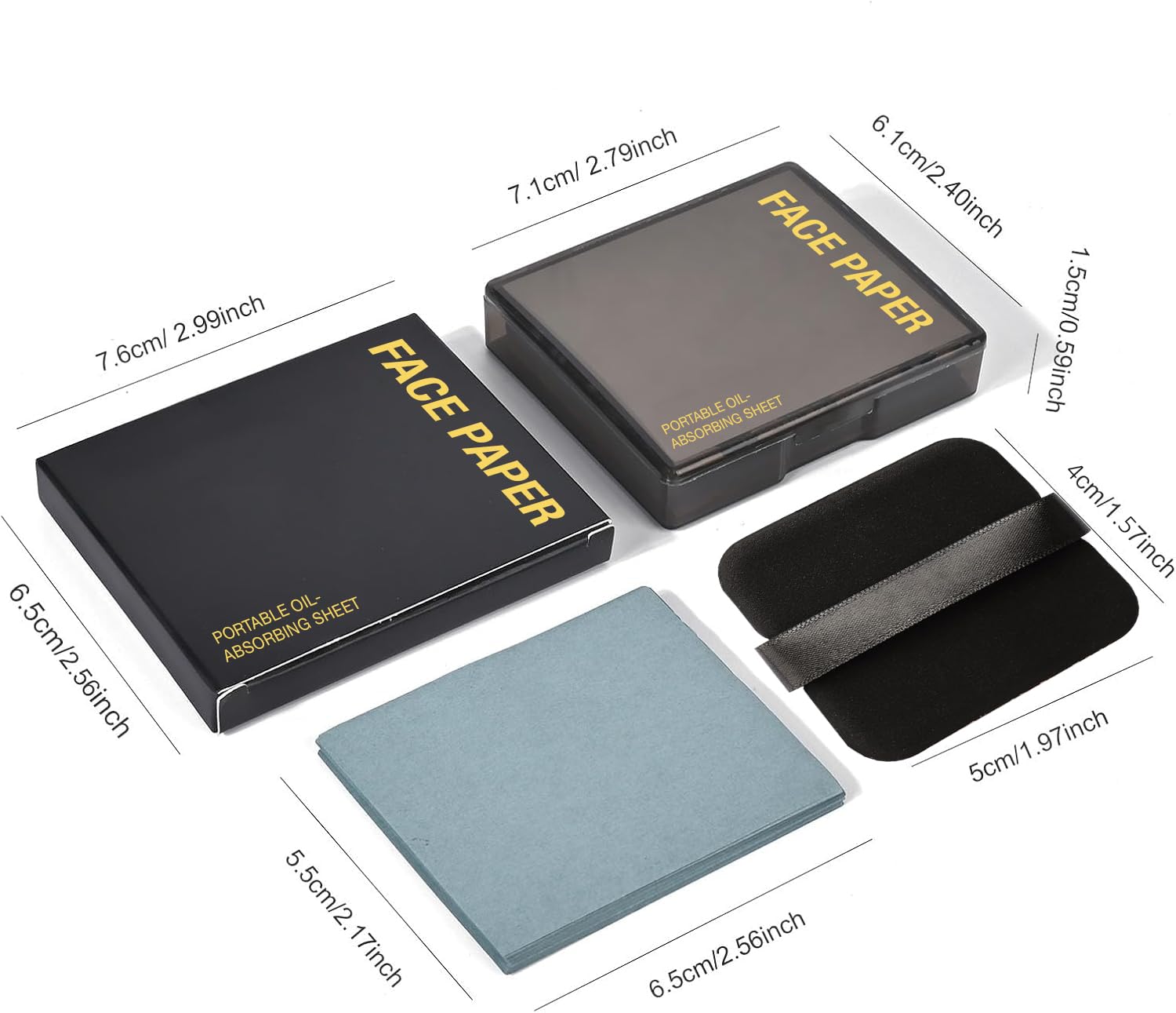 Lyrovo 100Pcs Oil Absorbing Blotting Papers for Oily Skin - Natural Linen Face Blotting Sheets with Built-in Mirror & Powder Puff - Matte Finish for Men & Women | Perfect for Gym, Travel & Everyday Oil Control