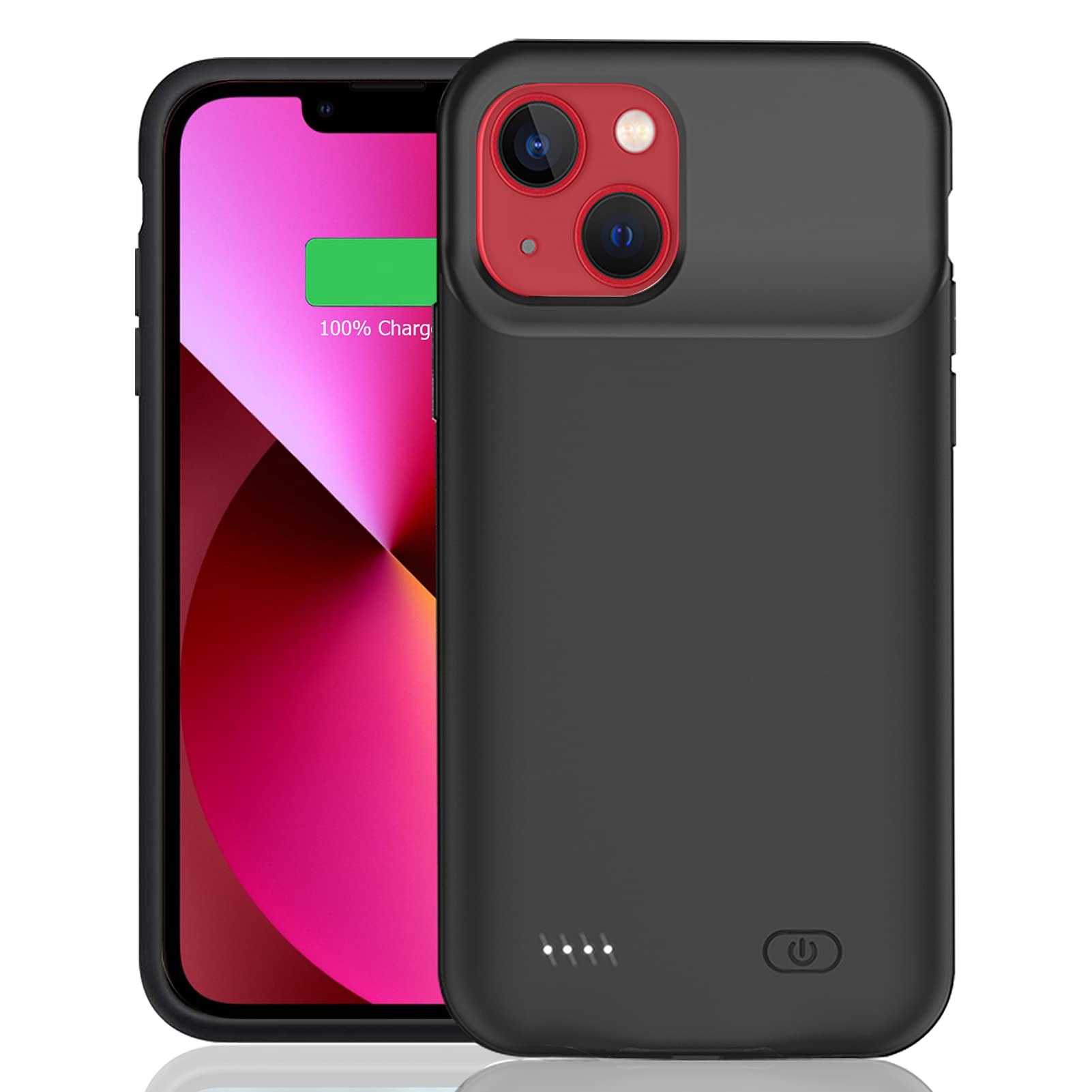 iPhone 13 Mini (5.4 inch) Battery Case with Wireless Charging & CarPlay Support - 5000mAh Extended Power Bank Protective Cover (Black) | Perfect for Travel, Commuting & Daily Use