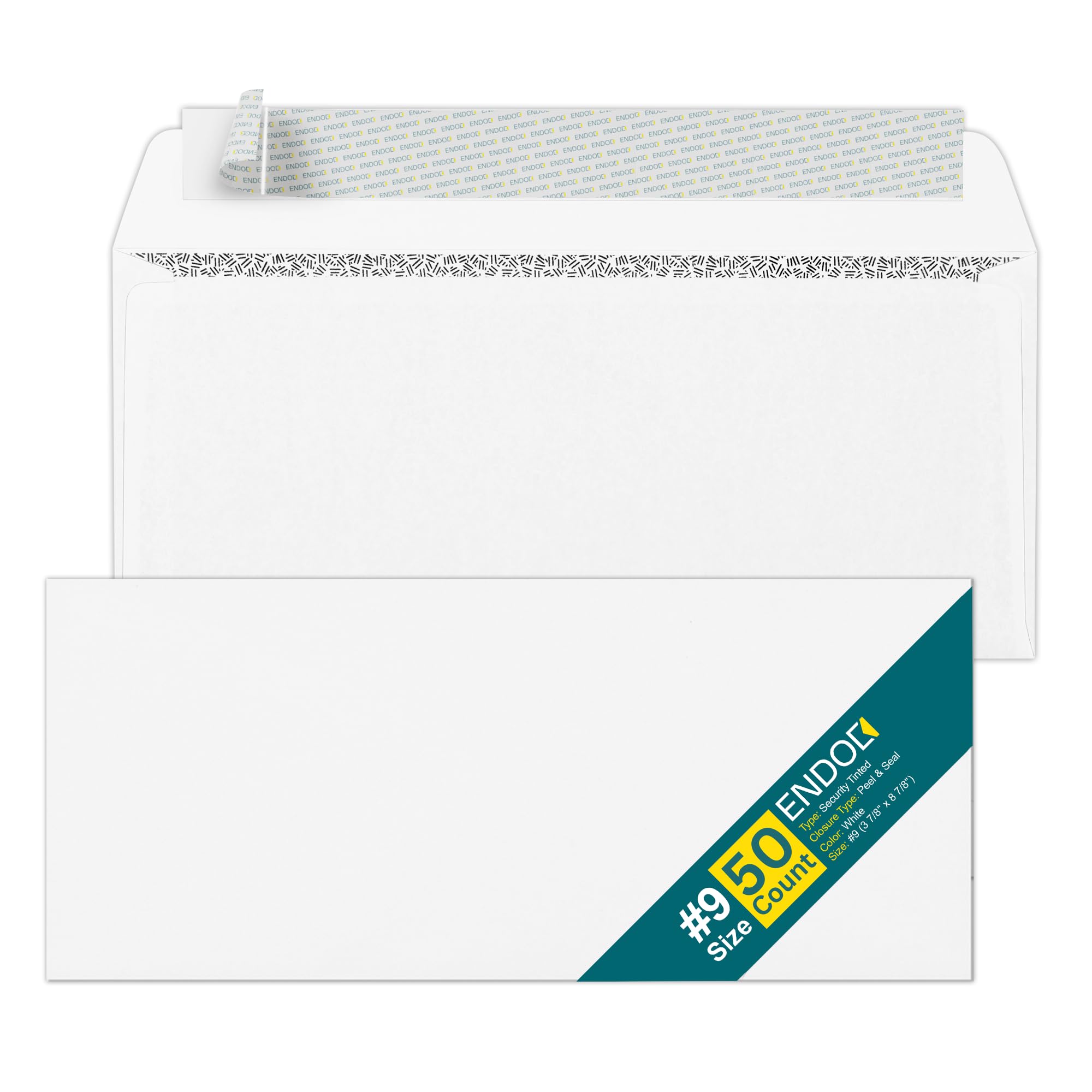 #9 Security Tinted Self-Seal Business Envelopes (50 Pack) - 3 7/8