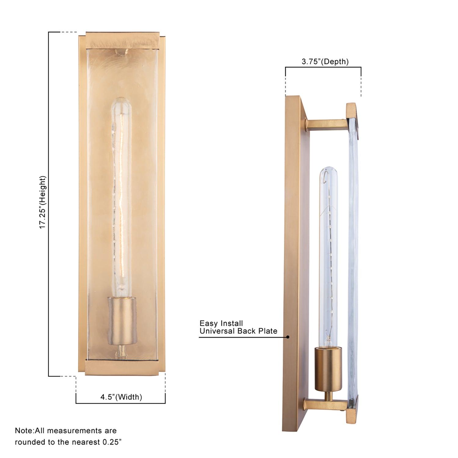 Adelman Gold Metal & Glass 1 Light Dimmable Wall Sconce - Modern Lighting Fixture for Bedroom, Living Room & Hallway Decor