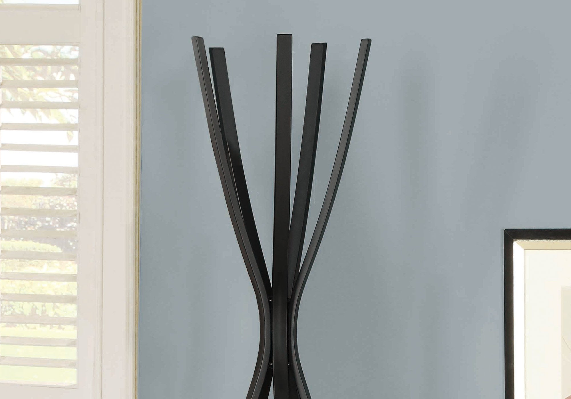 Modern Coat Rack - 72 Inch Satin Black Metal Hanging Organizer for Entryway, Bedroom & Closet - Contemporary Style Coat Hanger Stand for Jackets, Hats & Accessories