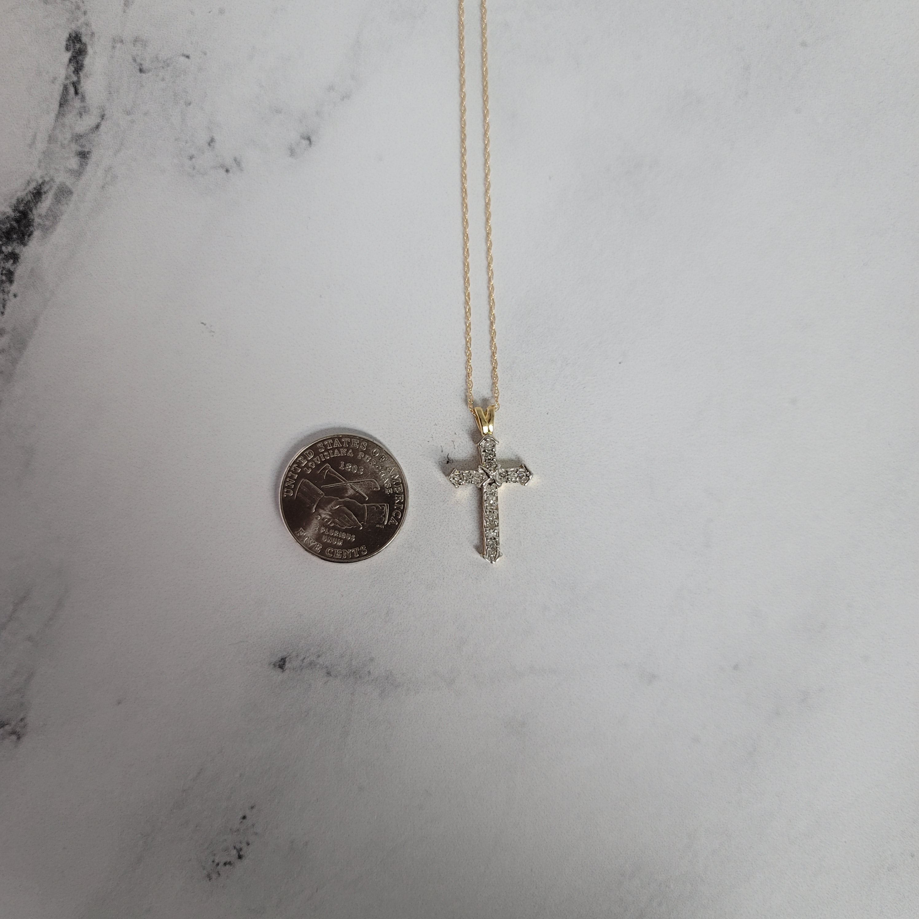 0.33cttw Diamond Cross Necklace in 14k Two-Tone Gold - Elegant Religious Jewelry for Women, Perfect for Gifts, Church & Special Occasions