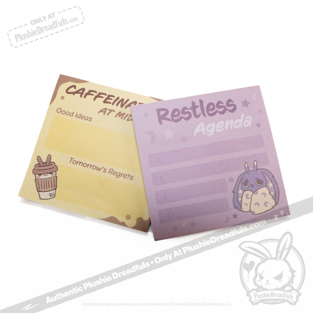 Plushie Dreadfuls Soft Stuffed Animals & Restless Sticky Notes Set - Perfect for Anxiety Relief, Office Desk Decor, and Creative Note Taking
