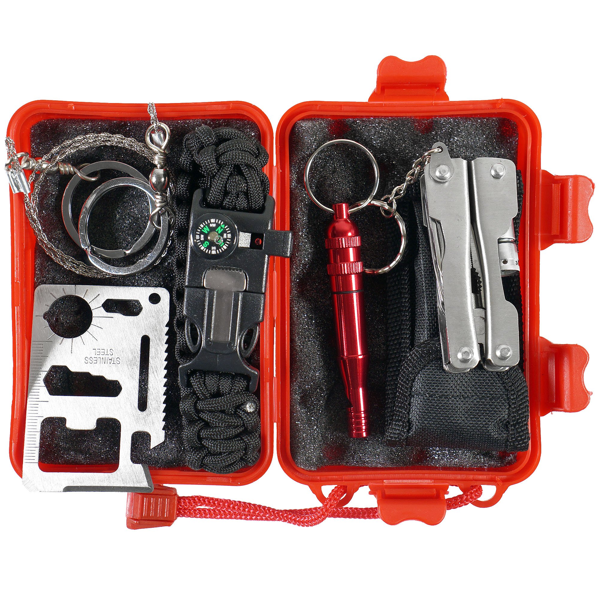 Survival Kit Emergency SOS Multi Tool Pack with Paracord Bracelet - Essential Outdoor Gear for Camping, Hiking & Adventure Preparedness