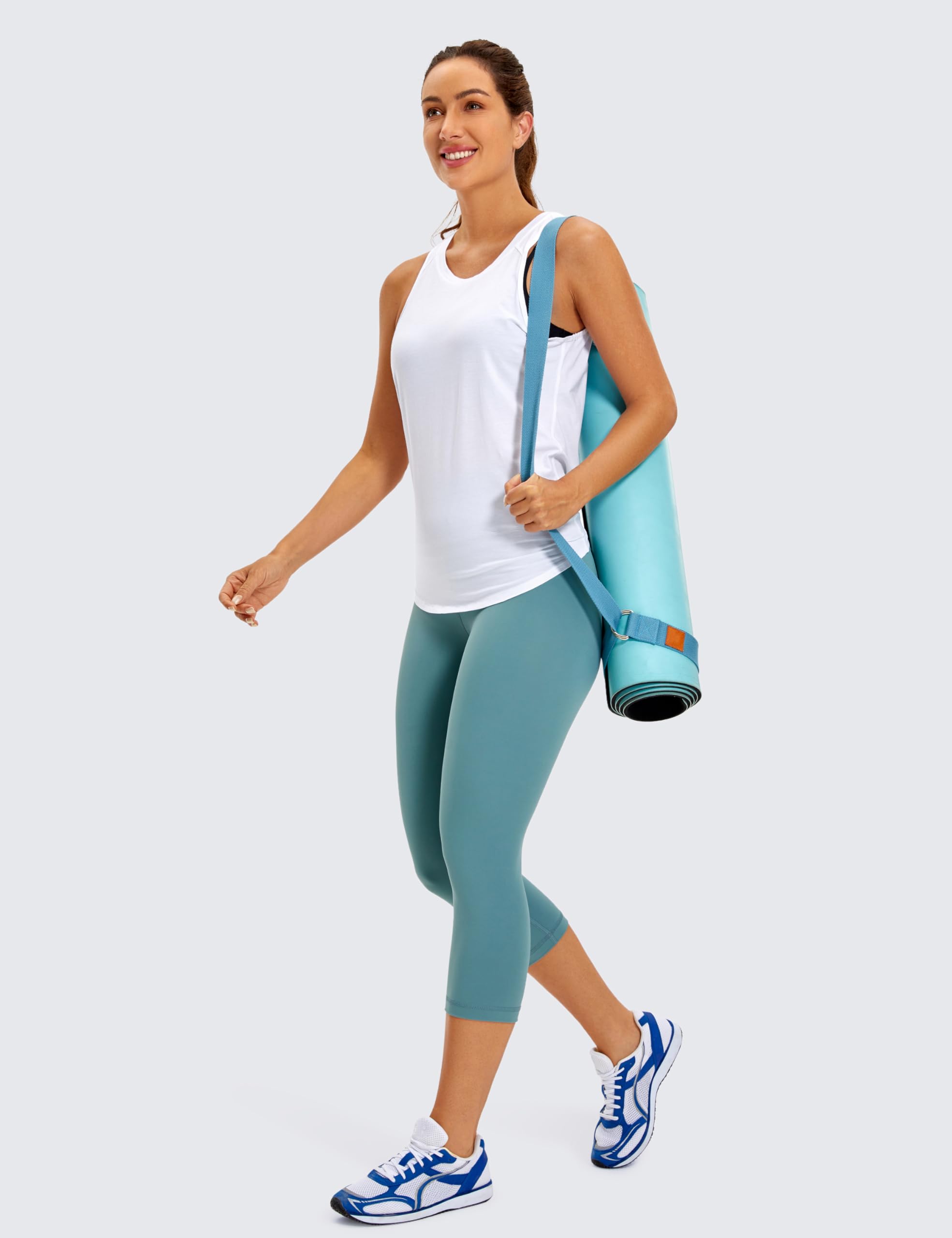 CRZ YOGA Women's Pima Cotton Workout Tank Top - Tie Back Sleeveless Athletic Shirt for Yoga, Gym & Sports | Breathable Open Back Design for Comfortable Training Sessions