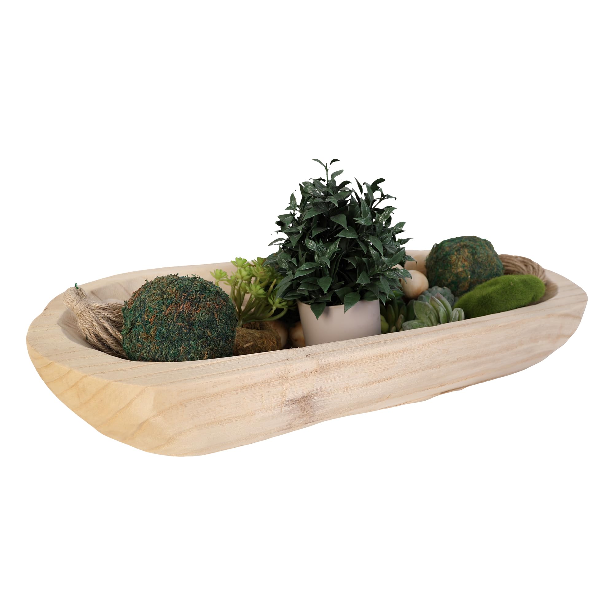 Hand Carved 23.75 Inch Rustic Wooden Dough Bowl - Large Farmhouse Style Serving Tray for Bread, Fruits & Decor - Perfect Dining Table Centerpiece for Rustic Weddings, Thanksgiving & Farmhouse Decor