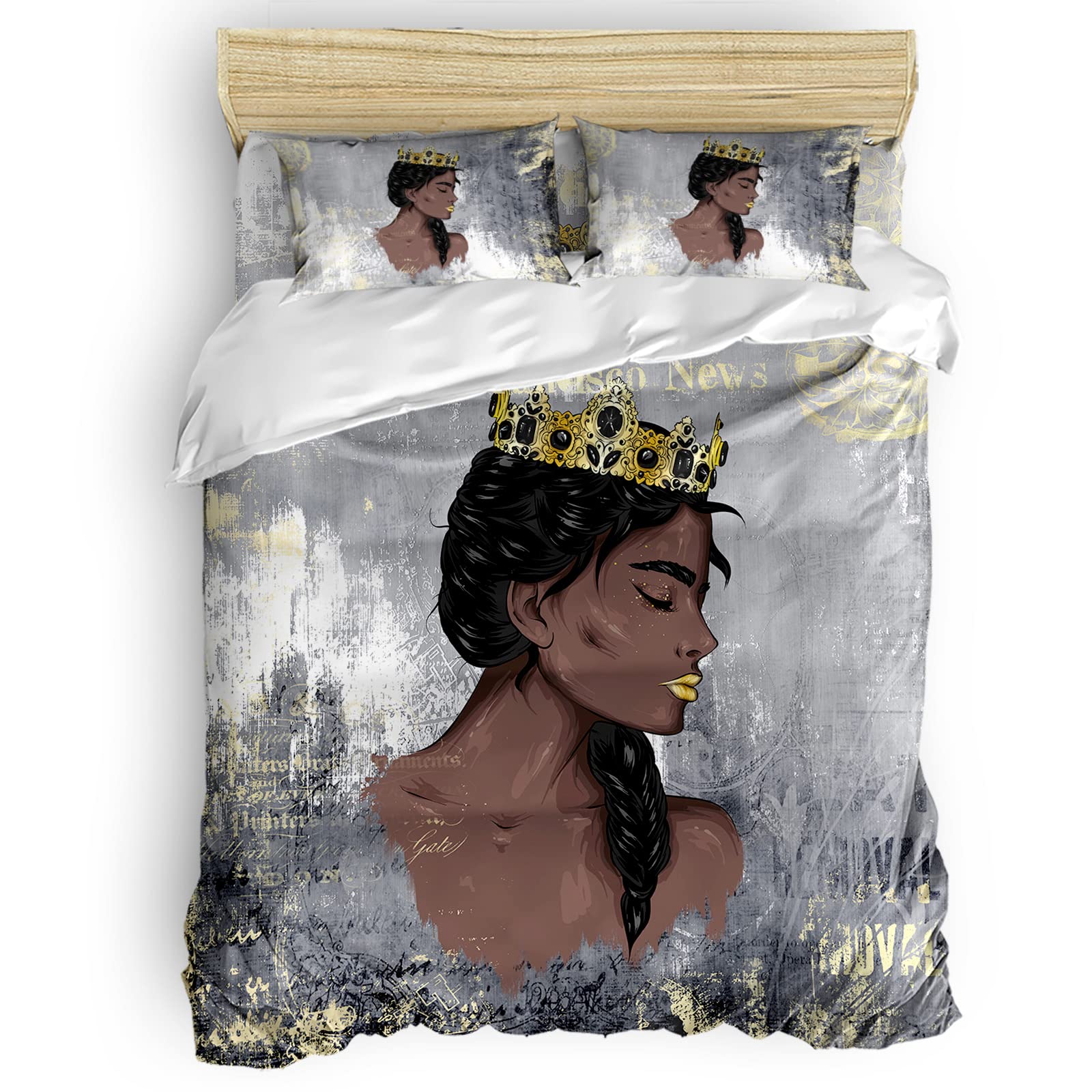 California King Comforter Set - Modern Art Black & Gold Bedding Set, Lightweight Breathable Polyester Duvet Cover with 2 Pillow Shams & Fitted Sheet for Luxurious Bedroom Decor | Perfect for Master Bedrooms, Guest Rooms & Cozy Home Styling