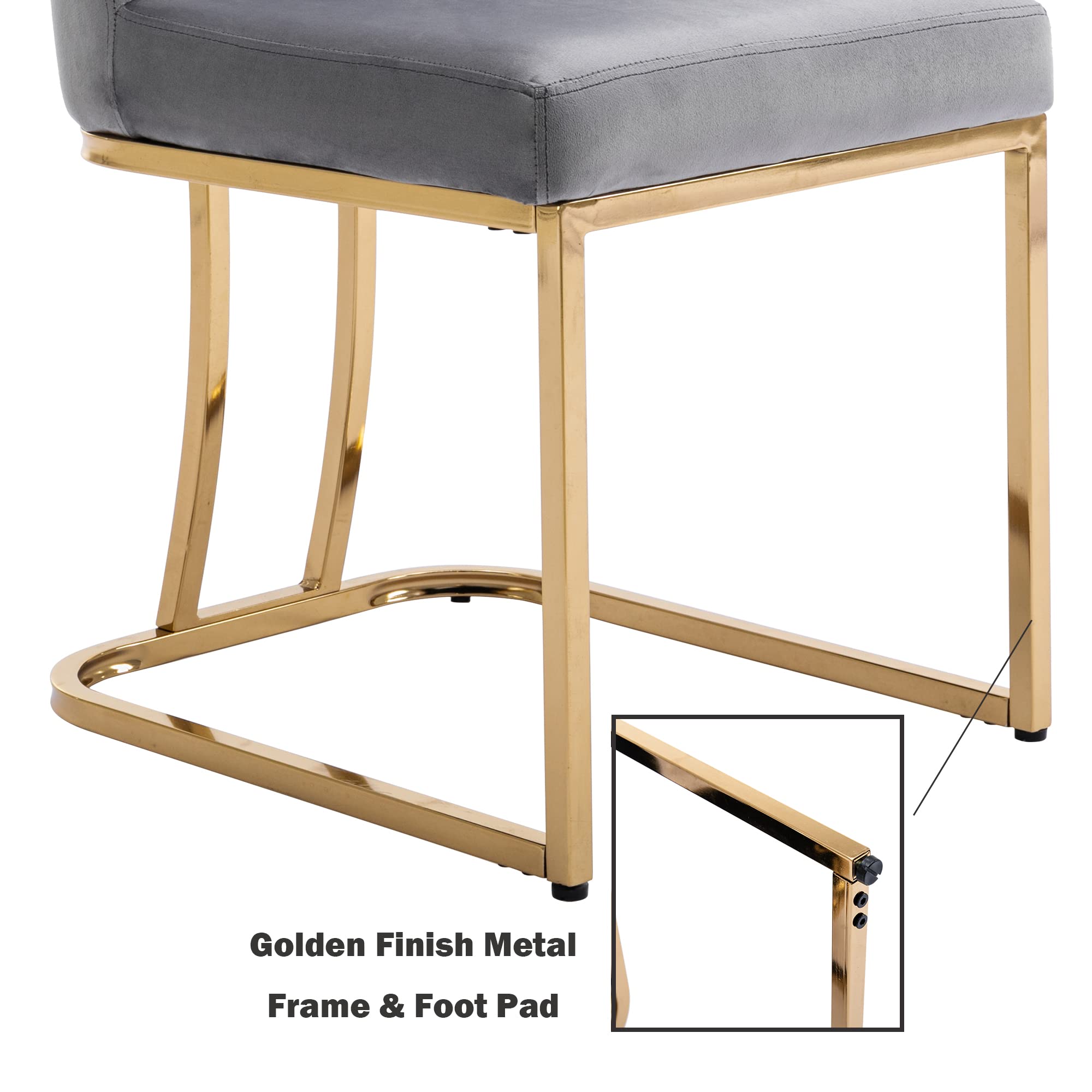 2-Piece Velvet Dining Room Chairs Set - Modern High Back Upholstered Side Chairs, Armless Grey Accent Chairs for Dining Room, Living Room & Home Decor | Perfect for Small Spaces, Apartments & Entertaining Guests