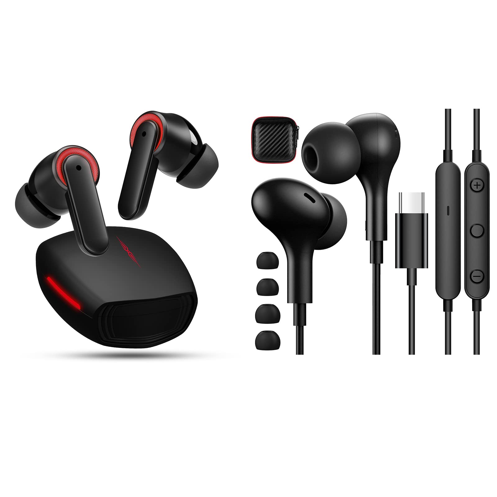 Wireless Bluetooth Headphones with Built-in Mic & Volume Control - Compatible with Samsung, Pixel, iPad Pro, Air, Mini, OnePlus - Perfect for Gaming, Workouts, Travel & Online Meetings