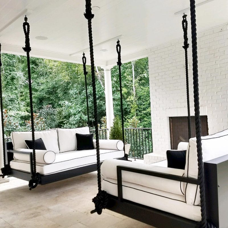 Lowcountry Full Size Swing Bed - The Charlotte Daybed Swing for Porch, Patio, or Backyard Relaxation