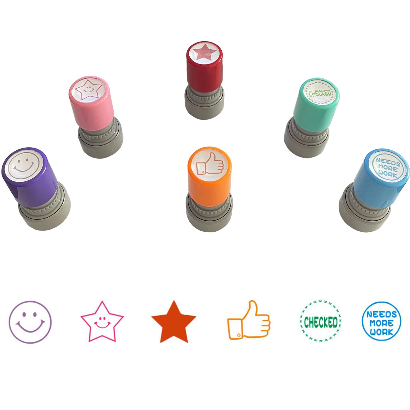 6-Pack Self-Inking Teacher Stamps Set - Motivational Rubber Stamps for Classroom, Homework & Grading - Perfect for Teachers, Parents & Homeschooling (Great for Student Rewards & Encouragement)