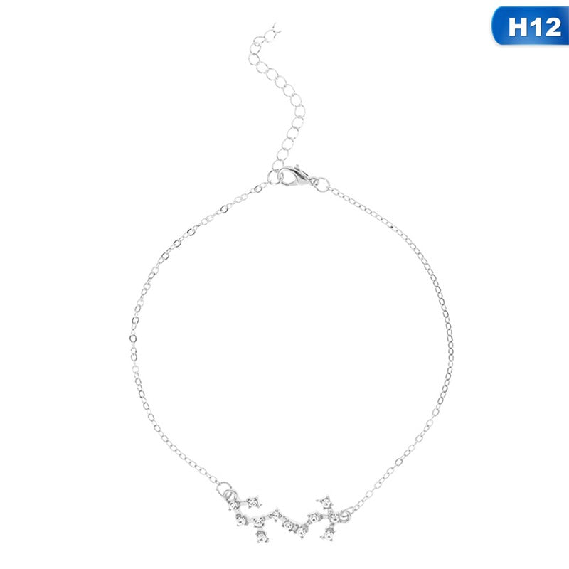 12 Constellation Charm Anklet - Zodiac Star Sign Foot Jewelry for Women, Perfect for Beach Parties & Boho Fashion