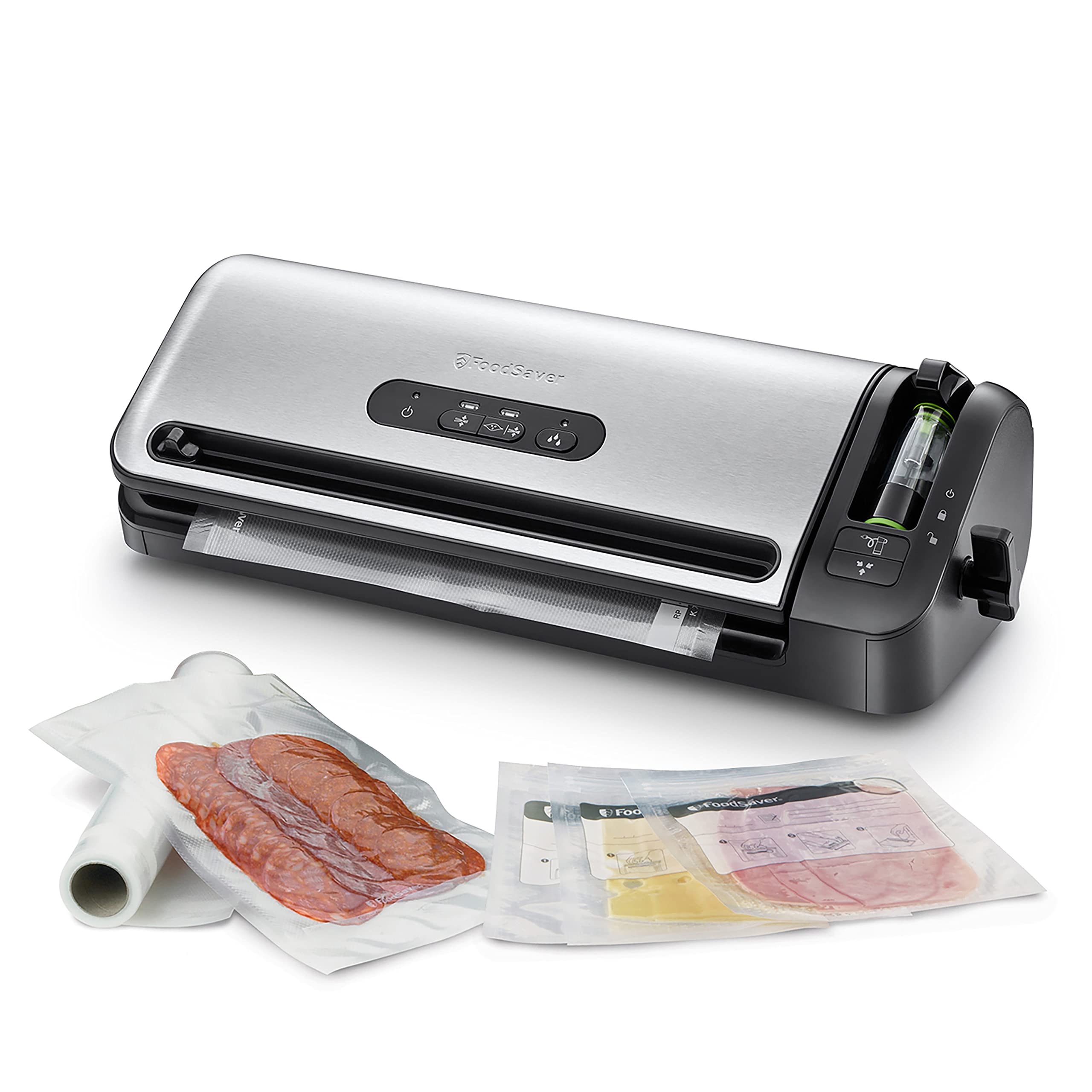 FoodSaver Vacuum Sealer Machine with Roll Cutter & Storage | Handheld Sealer for Food Preservation | Marinade Function & Vacuum Bags [FFS017] | Perfect for Meal Prep, Sous Vide & Freezer Storage