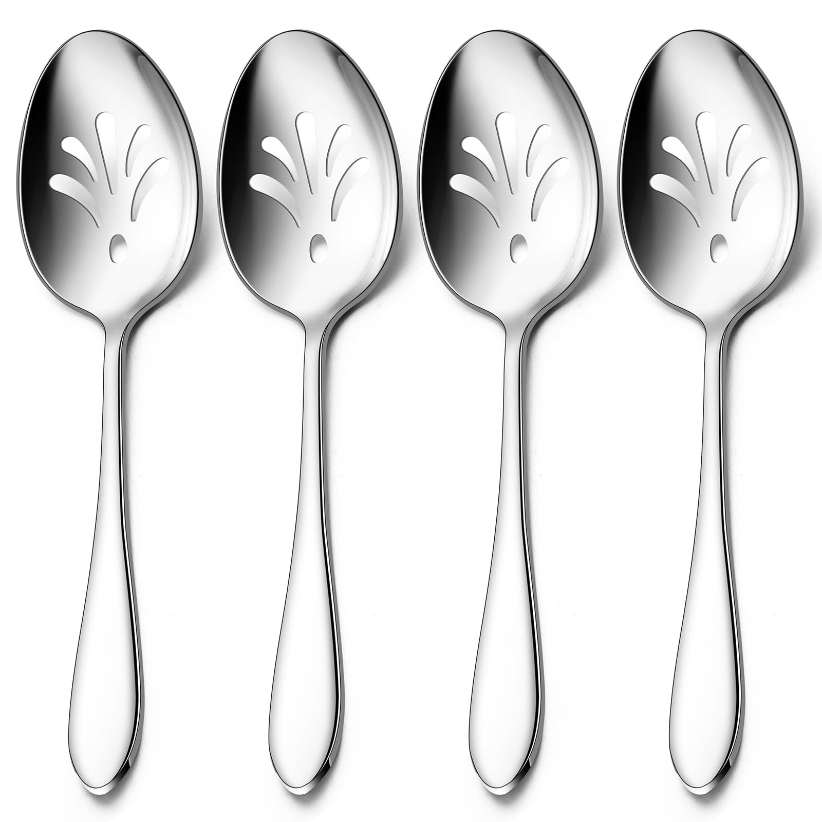 Premium Stainless Steel Slotted Serving Spoons Set - 4-Piece Heavy Duty Tablespoons for Buffet, Catering, Restaurant & Home Kitchen Use - Dishwasher Safe Metal Serving Utensils for Parties, Events & Daily Dining