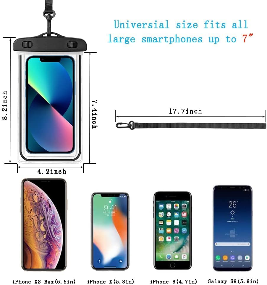 **4-Pack Waterproof Phone Case with Lanyard - Universal Underwater Dry Bag for iPhone 15/14/13 Pro Max & Samsung Galaxy S24 Ultra/S23/S22 - Ideal for Swimming, Snorkeling, Beach & Outdoor Activities**