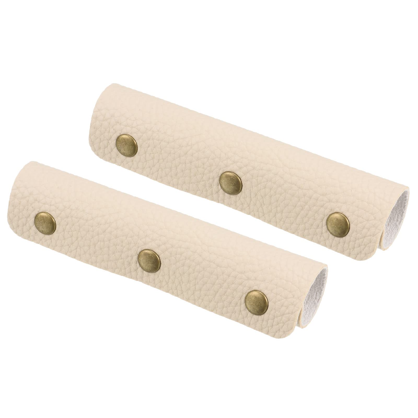 PATIKIL 2 Pack PU Leather Luggage Handle Covers - Non-Slip Suitcase Grip Protector with Secure Clasp for Travel Bags, Shopping Totes & Grocery Baskets (Beige) | Perfect for Airport Travel, Commuting & Errands