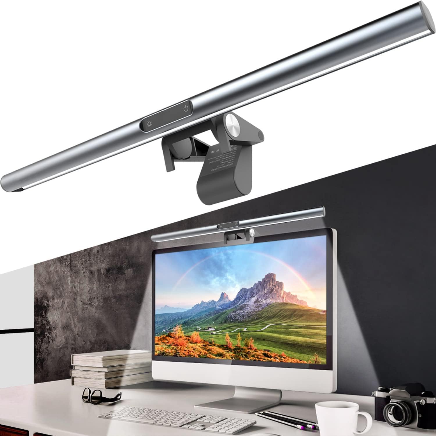 ZUHEGELA 1 PC Computer Monitor Light Bar with 1080P Webcam - Touch Screen LED Desk Lamp for Eye Protection, Perfect for Home Office, Gaming Setup & Online Meetings