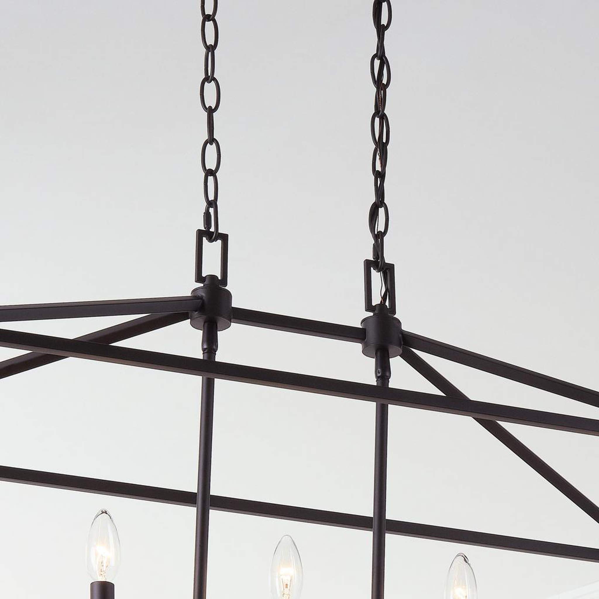 SHAKLAK Weyburn 5-Light Bronze Caged Island Chandelier - Modern Farmhouse Pendant Lighting for Kitchen, Dining Room & Bedroom - Dimmable Industrial Style Ceiling Light Fixture