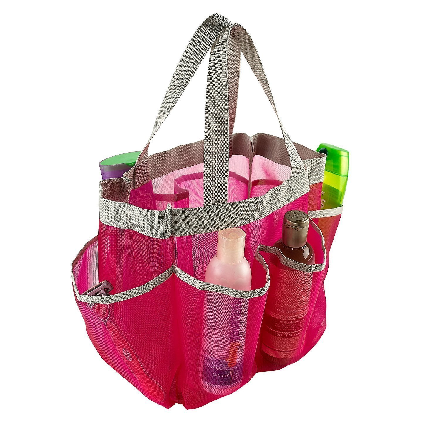 Quick Dry Hanging Shower Caddy with 8 Pockets - Portable Bath Toiletry Organizer for Shampoo, Soap & Cosmetics - Waterproof Shower Tote with Handle for College Dorm, Gym, Camp & Travel - Perfect for Small Bathroom Storage & Organization