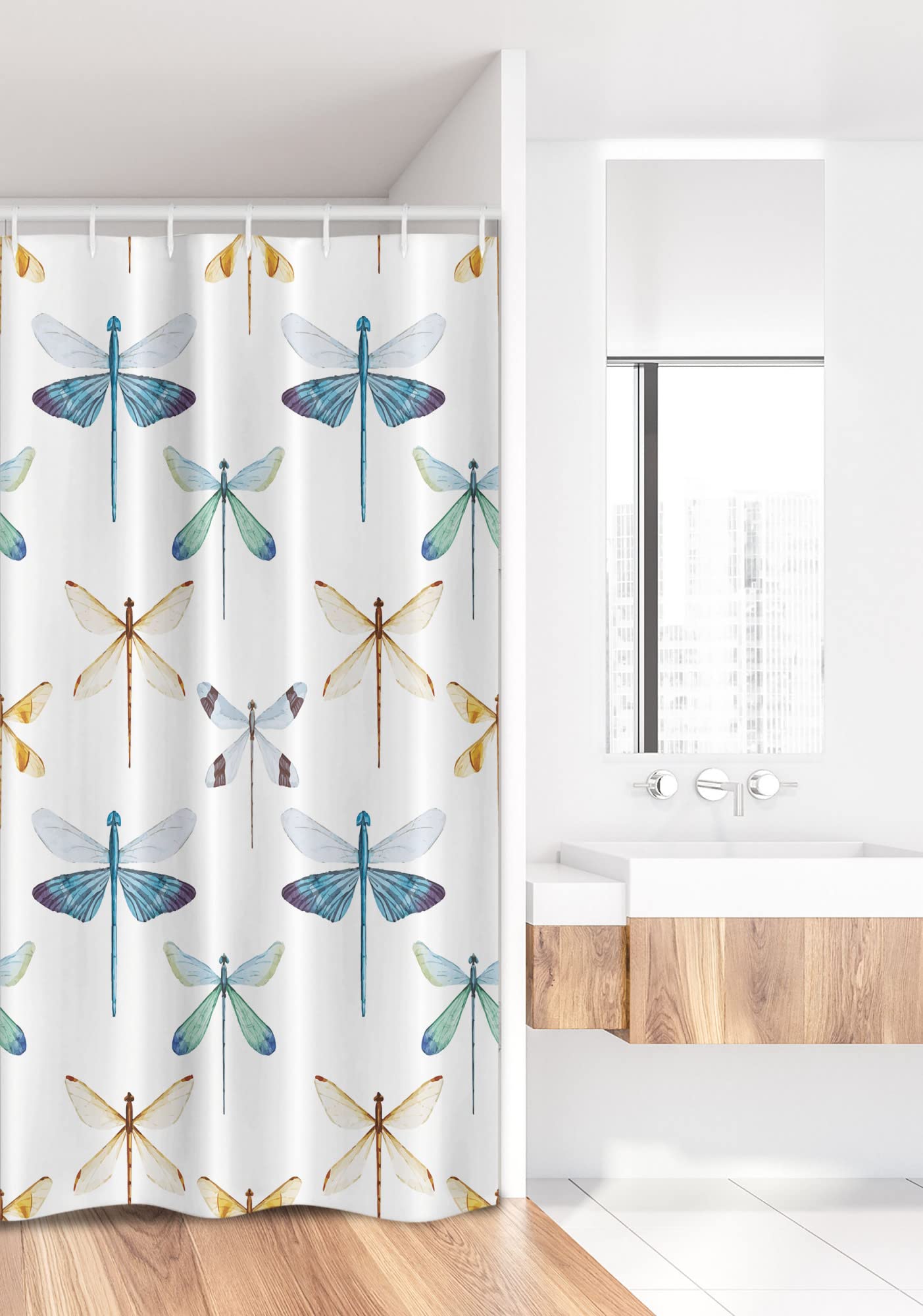 Ambesonne Dragonfly Shower Curtain - Waterproof Fabric Bathroom Decor with Hooks, 36