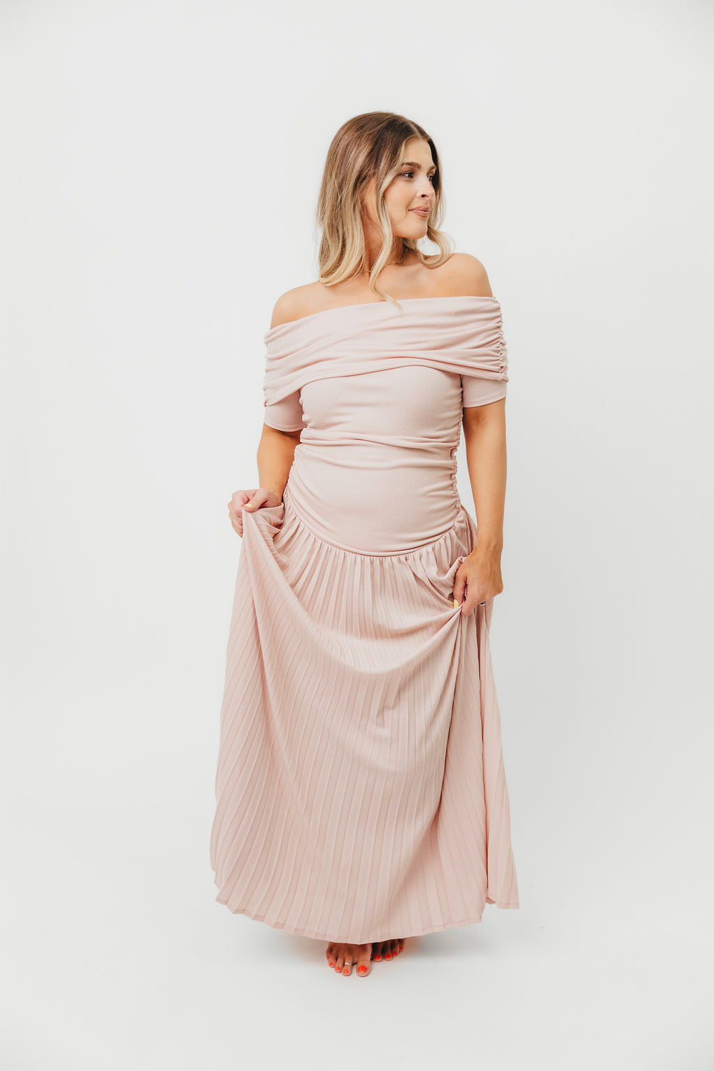 Lennox Maxi Dress for Women - Elegant Dusty Pink Flowy Long Dress for Summer, Beach, Wedding & Special Occasions