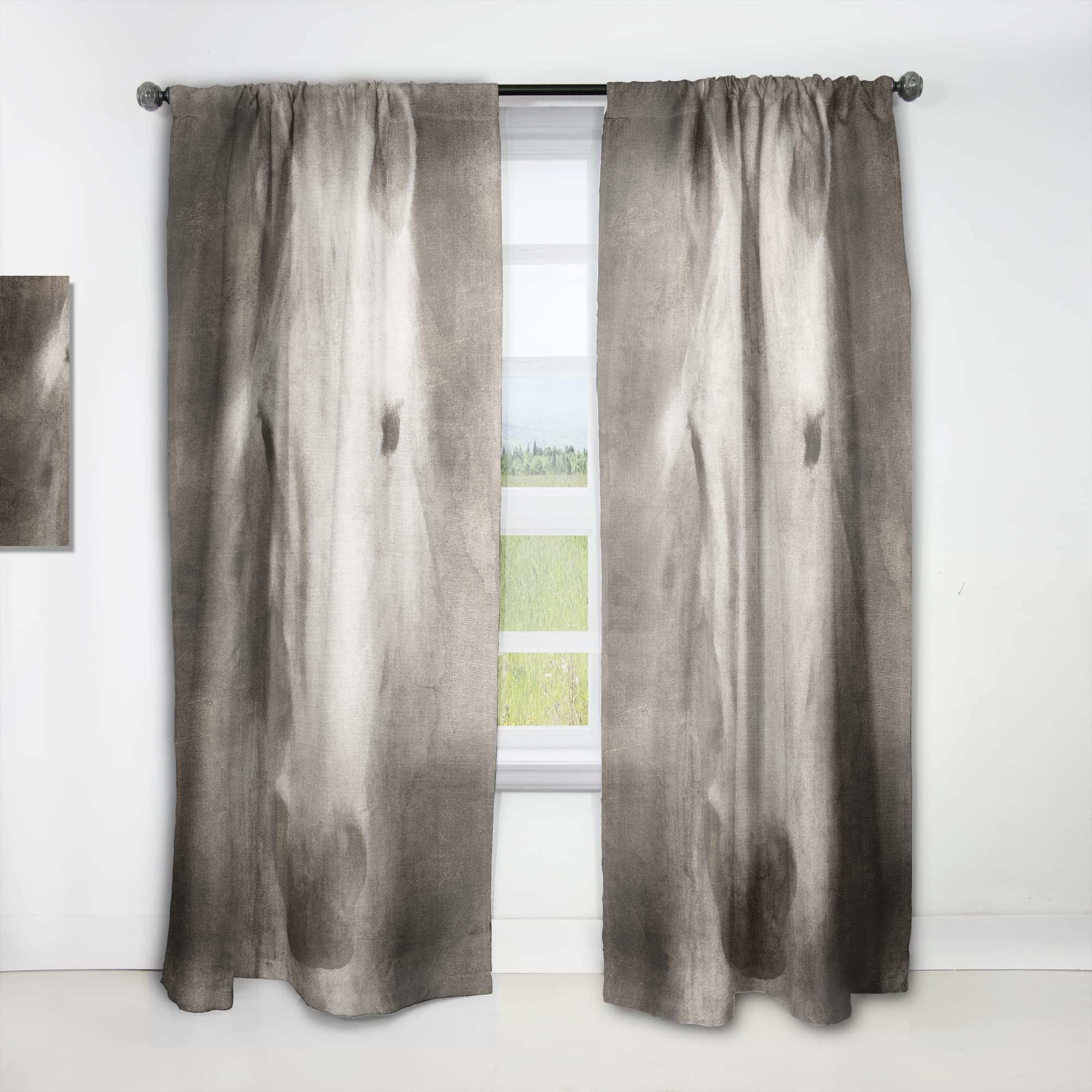 Farmhouse Horse III Thermal Insulated Curtains - 52x108 Single Panel Window Drapes for Bedroom & Living Room - Blackout, Noise Reducing, Energy Saving Home Decor