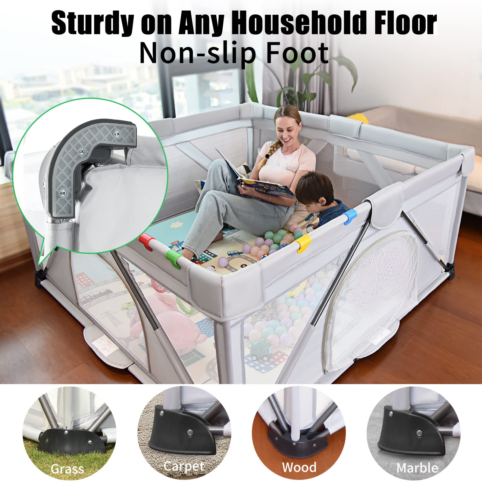 Heyo.Ja Large Foldable Baby Playpen with Gate - 47