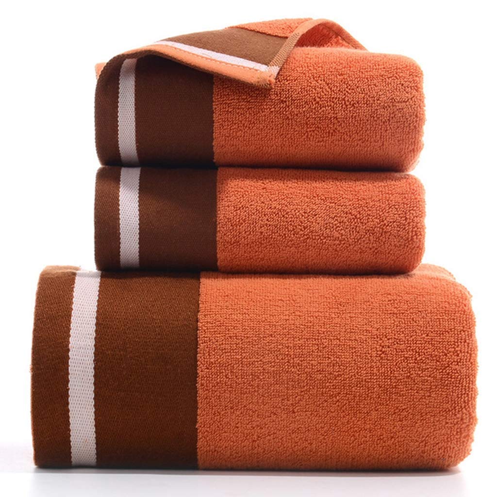 Premium 3-Piece Bath Towel Set - Ultra Soft & Absorbent Combed Cotton Bath Sheets, Hand Towels & Shower Towels for Bathroom (Orange) - Perfect for Spa, Gym & Luxury Home Use