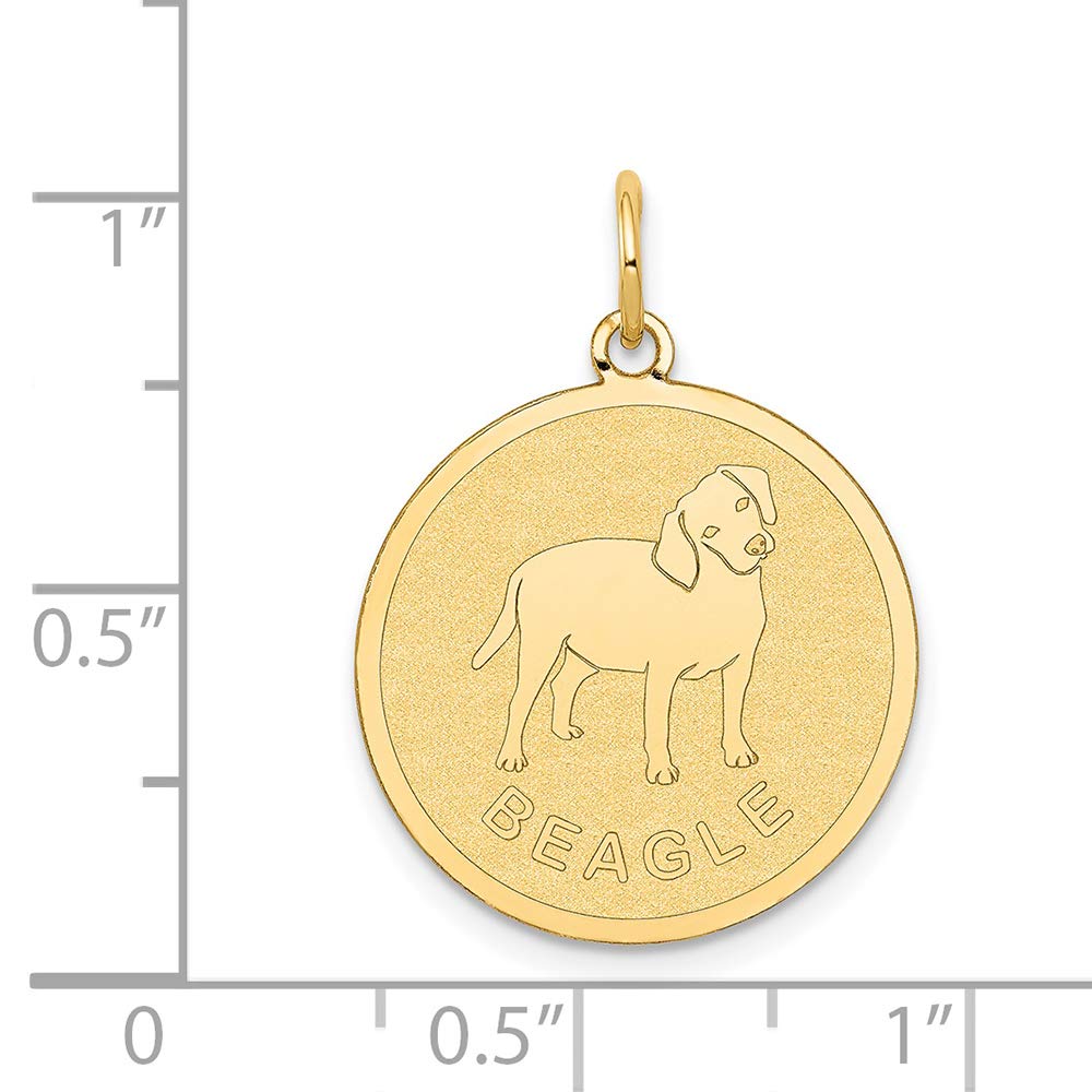14K Yellow Gold Beagle Disc Charm - Handcrafted Fine Jewelry for Dog Lovers | Perfect Gift for Pet Owners, Birthday & Anniversary Present