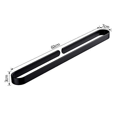 12/16/24 Inch Aluminum Bath Towel Bar - Modern Black Wall Mounted Towel Rack with Brushed Finish for Bathroom & Kitchen (Self-Adhesive or Screw Mount) - Perfect for Hanging Hand Towels, Washcloths & Kitchen Linens