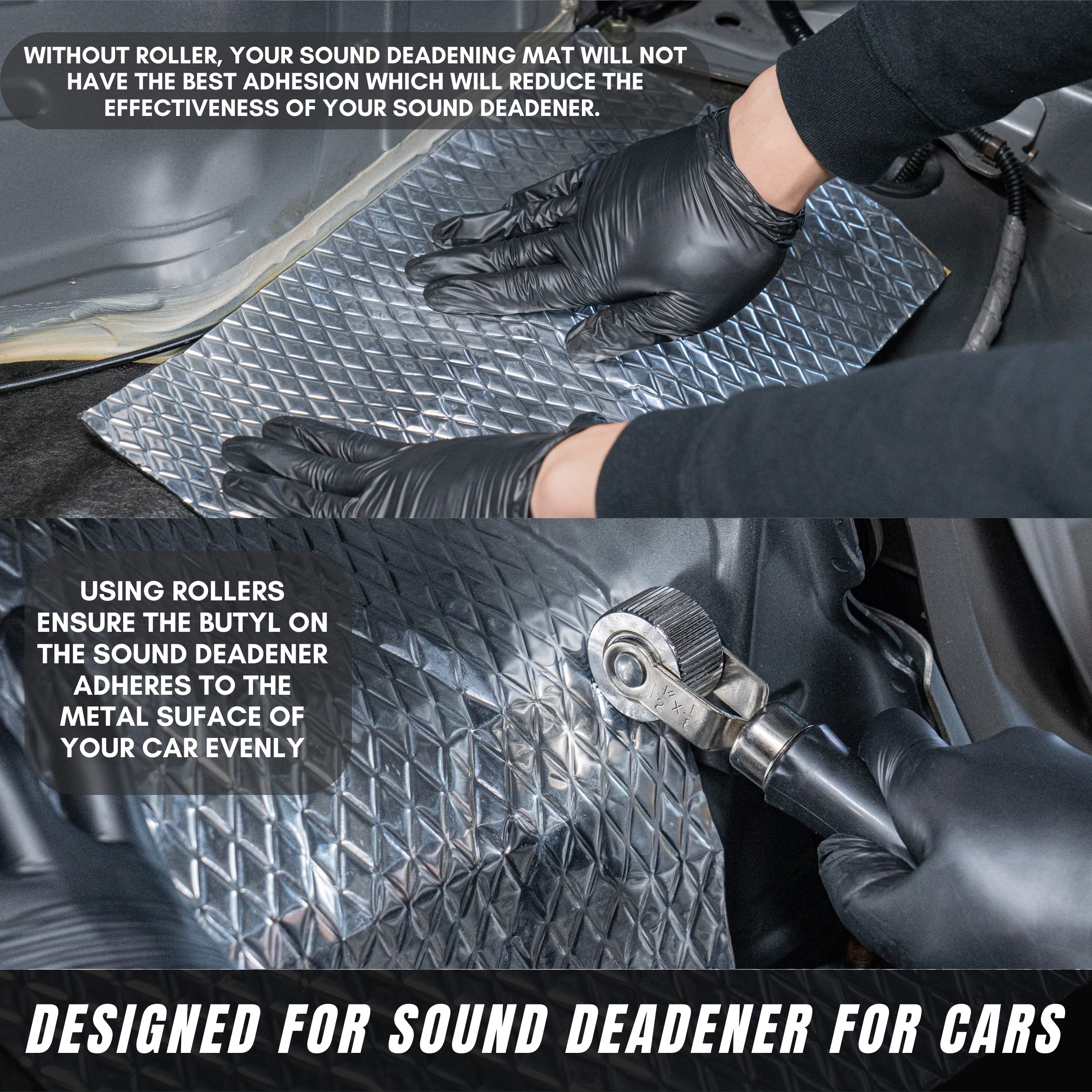 SunplusTrade 3-Piece Car Sound Deadening Roller Kit - Professional Metal Installation Tool for Auto Noise Reduction, Sound Deadener Application | Perfect for DIY Car Interior Upgrades & Vehicle Soundproofing Projects