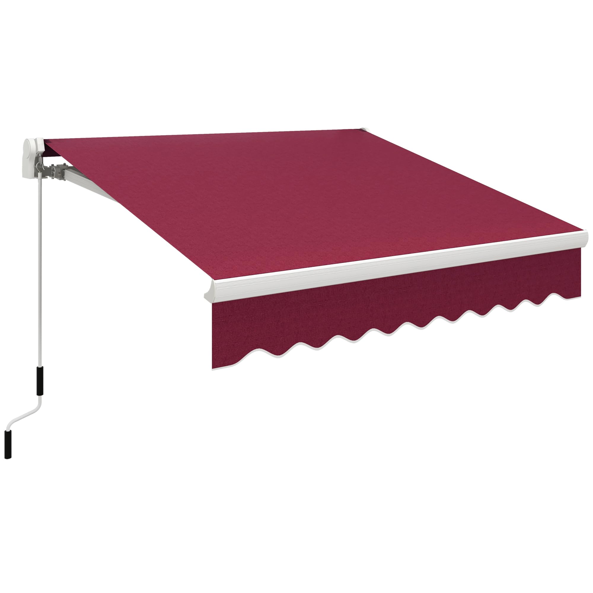 Outsunny 8' x 7' Retractable Patio Awning - Manual Outdoor Sun Shade for Deck, Window, and Garden Cover in Wine Red | Perfect for Backyard, Balcony, and Outdoor Dining Shade