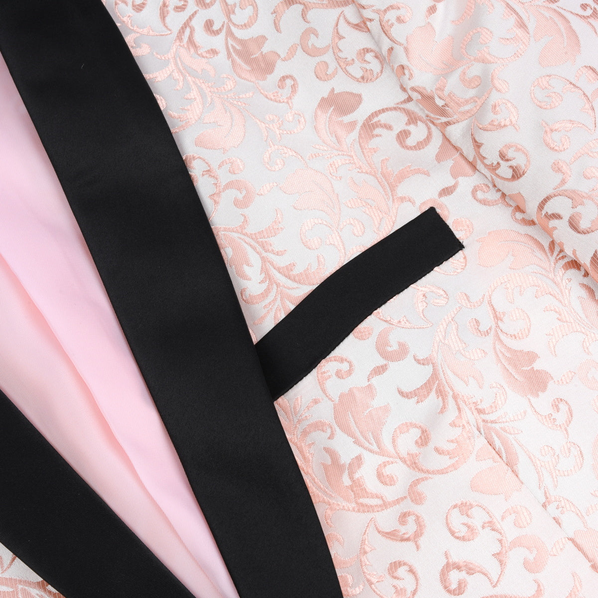 Men's Pink Floral Jacquard Tuxedo Blazer - Elegant Printed Dress Suit Jacket for Weddings, Parties & Formal Events