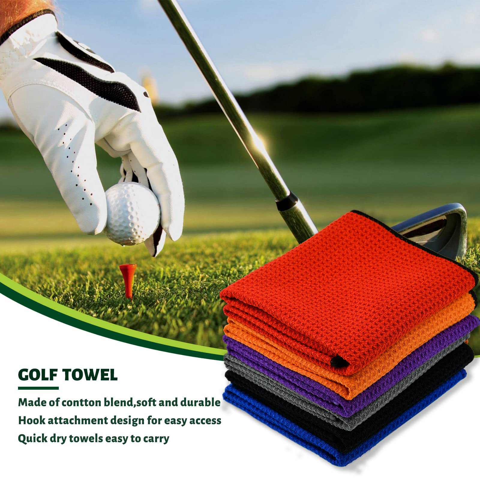 Betlife Golf Towel 2 Pack - Premium Microfiber Waffle Pattern Towels with Heavy Duty Carabiner Clip (2 Pcs, 2 Colors) - Perfect for Golf, Gym, Sports & Outdoor Activities
