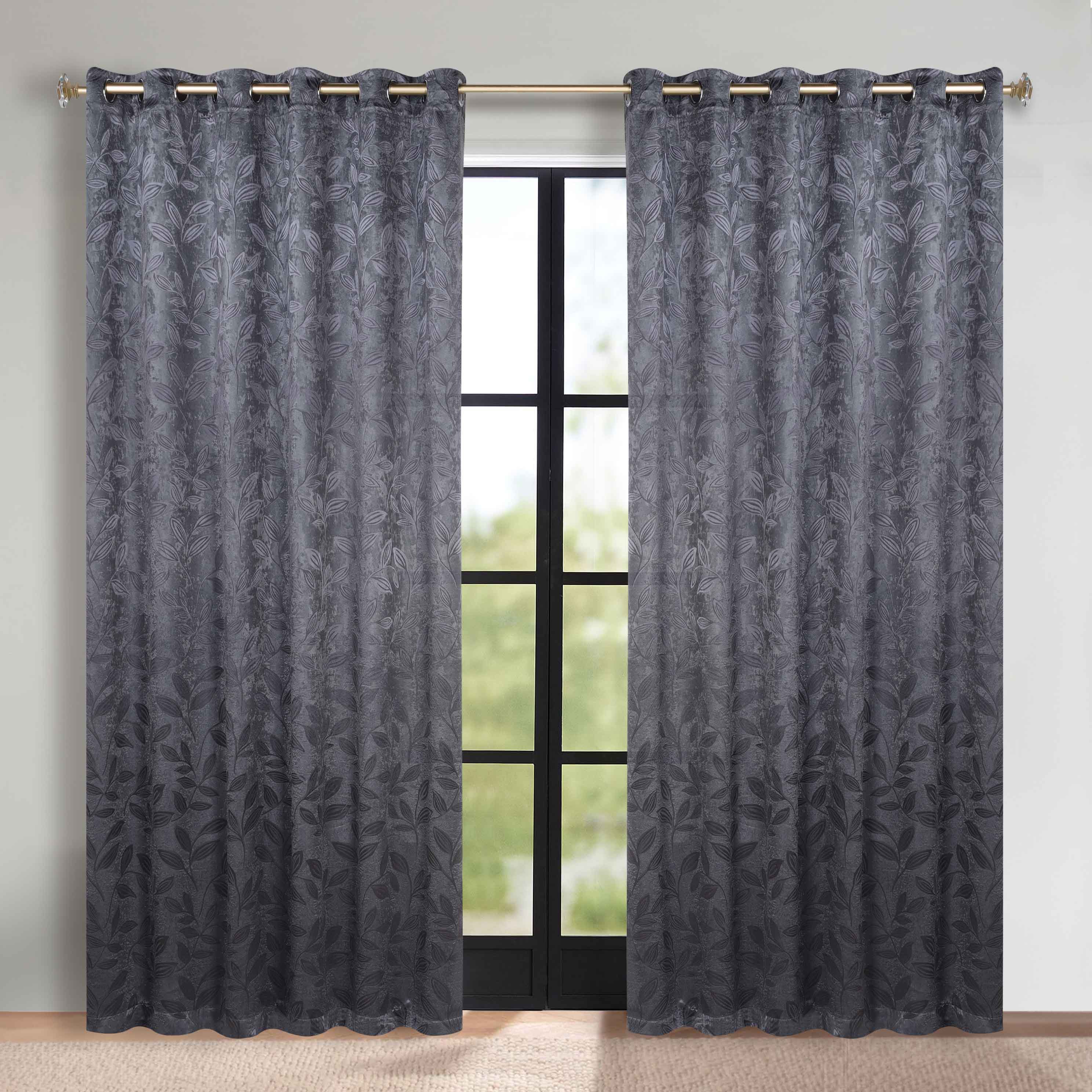 Leaves Grommet Blackout Curtains Set of 2 - Thermal Insulated Room Darkening Drapes for Bedroom & Living Room - Noise Reducing Window Treatment for Home Decor