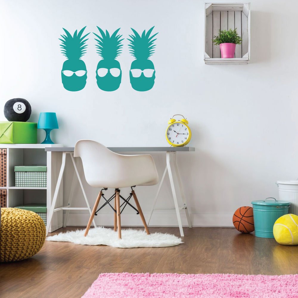 Stylish Pineapple Wall Decor with Sunglasses - Hawaiian Tropical Themed Art for Teen Bedroom & Dorm Room - Fun Summer Beach Party Decorations