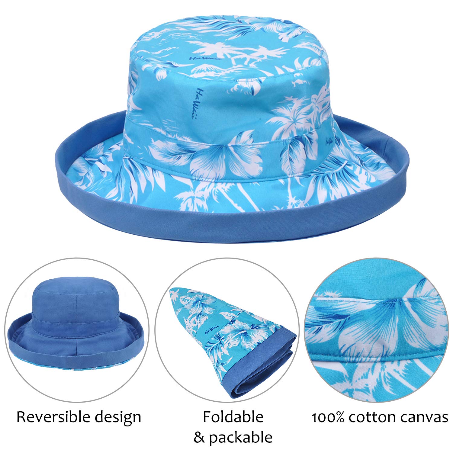 Solaris Reversible Sun Hat for Women - UPF 50+ UV Protection, Packable Bucket Hat, Lightweight & Stylish for Beach, Travel, Hiking, and Outdoor Activities
