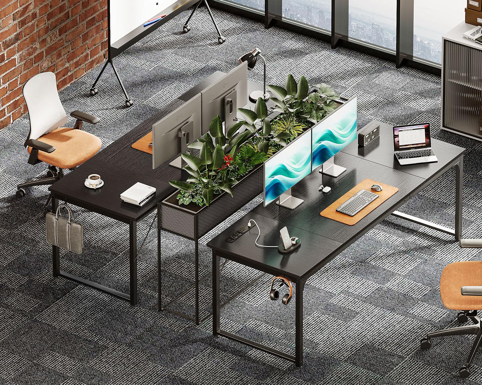 Coleshome 71 Inch Large Computer Desk with USB Ports - Sturdy Office Desk & Study Table for Home, Gaming, Workstation | Black Modern Writing Desk for Students & Professionals