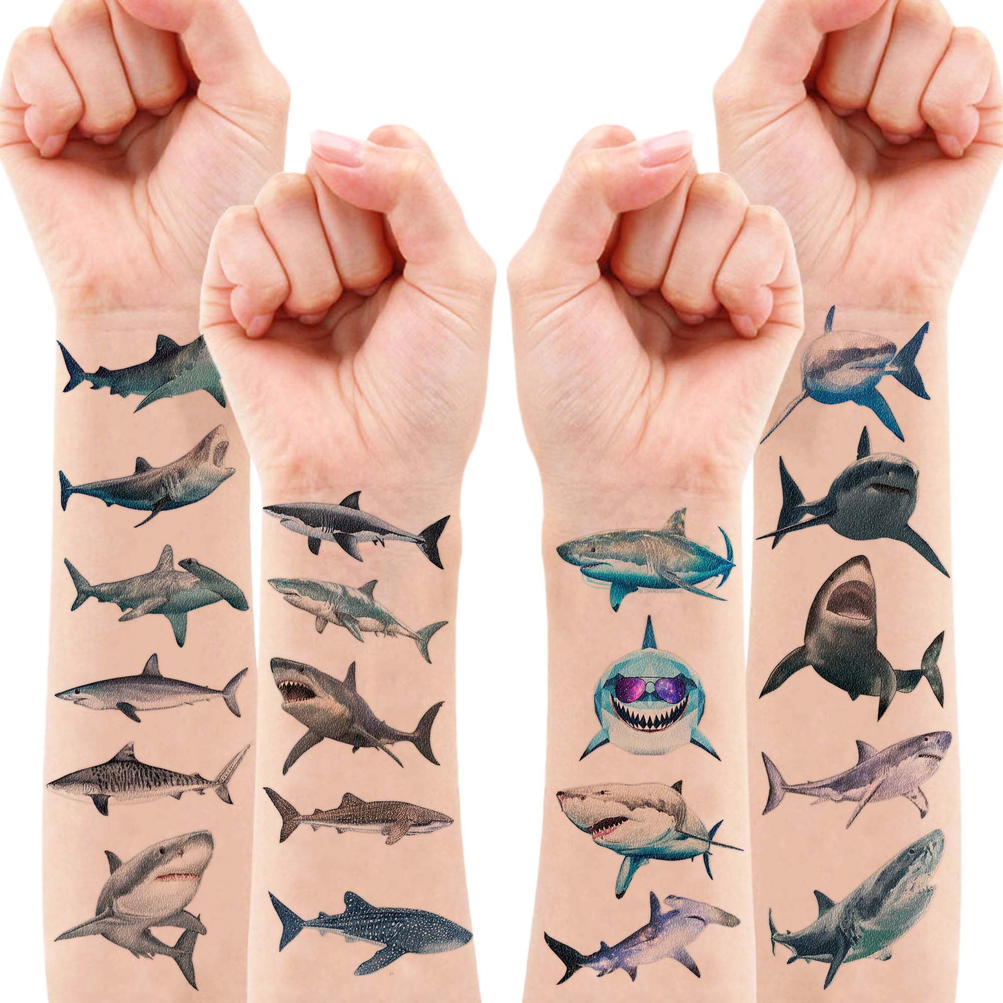 Shark Temporary Tattoos 118pcs - Kids & Adults for Parties, Rewards & Decor