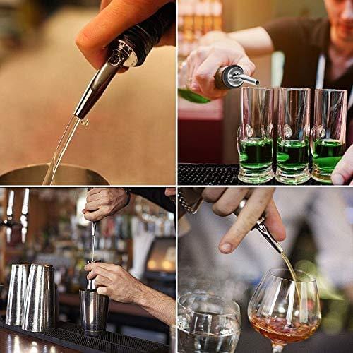 48 Pack Stainless Steel Liquor Pourers with Tapered Spout & Rubber Dust Caps - Classic Bar Accessories for Whiskey, Vodka & Cocktail Making