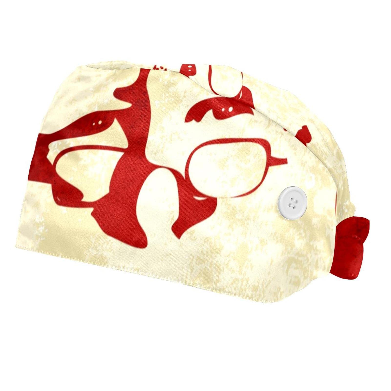 HonYea Santa Claus Adjustable Bouffant Hats 2 Pack - One Size Fits All for Men & Women - Perfect for Christmas Parties, Holiday Events and Festive Workwear