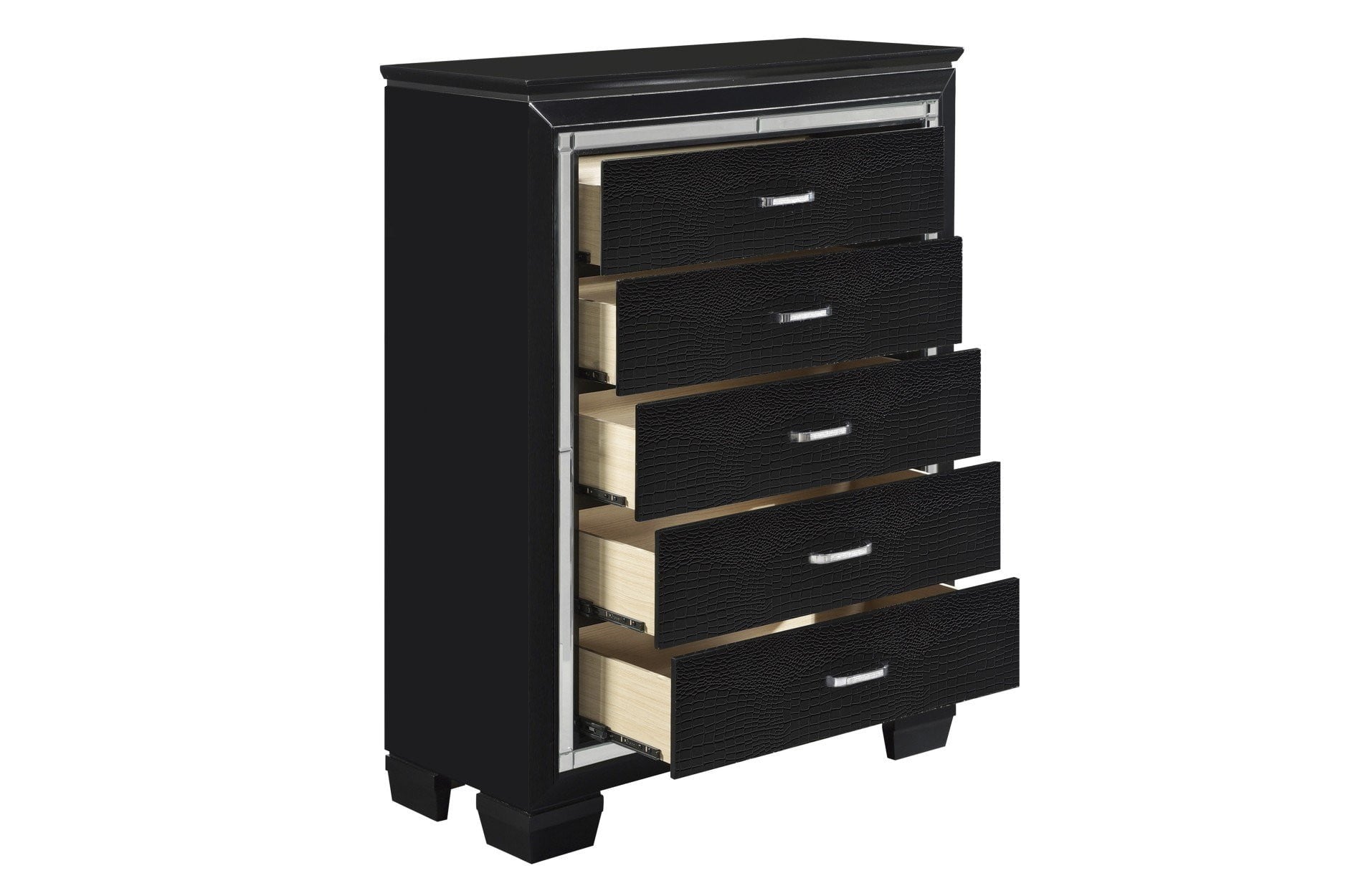 Allura Black Bedroom Collection - Modern Luxury Bedroom Furniture Set for Master Bedroom & Guest Room Decor | Includes Bed Frame, Nightstands & Dresser