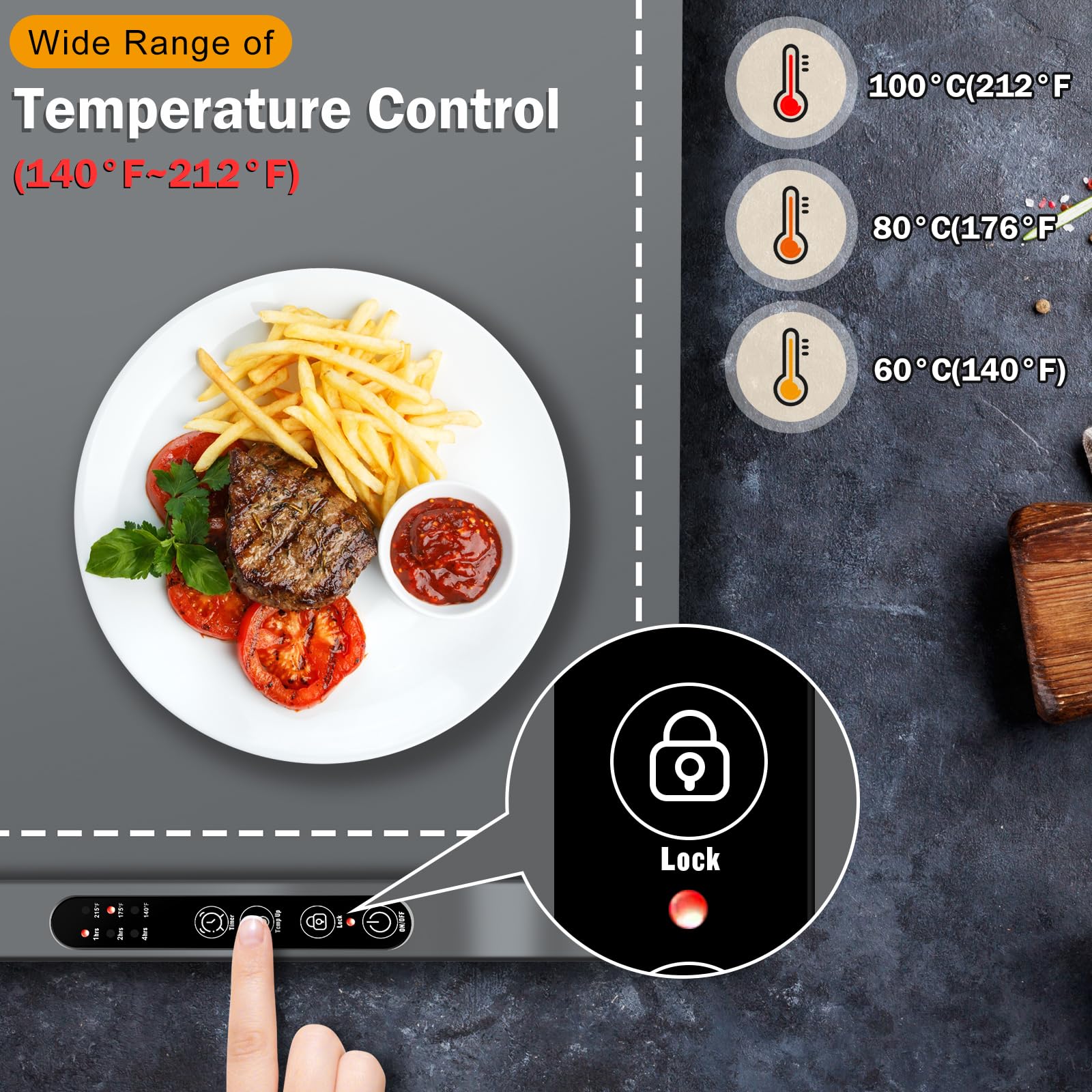 Electric Food Warming Mat - Portable Buffet Warmer Tray with Adjustable Temperature & Timer, Foldable Design for Indoor, Outdoor & Party Use - Perfect for Home, Camping & Events