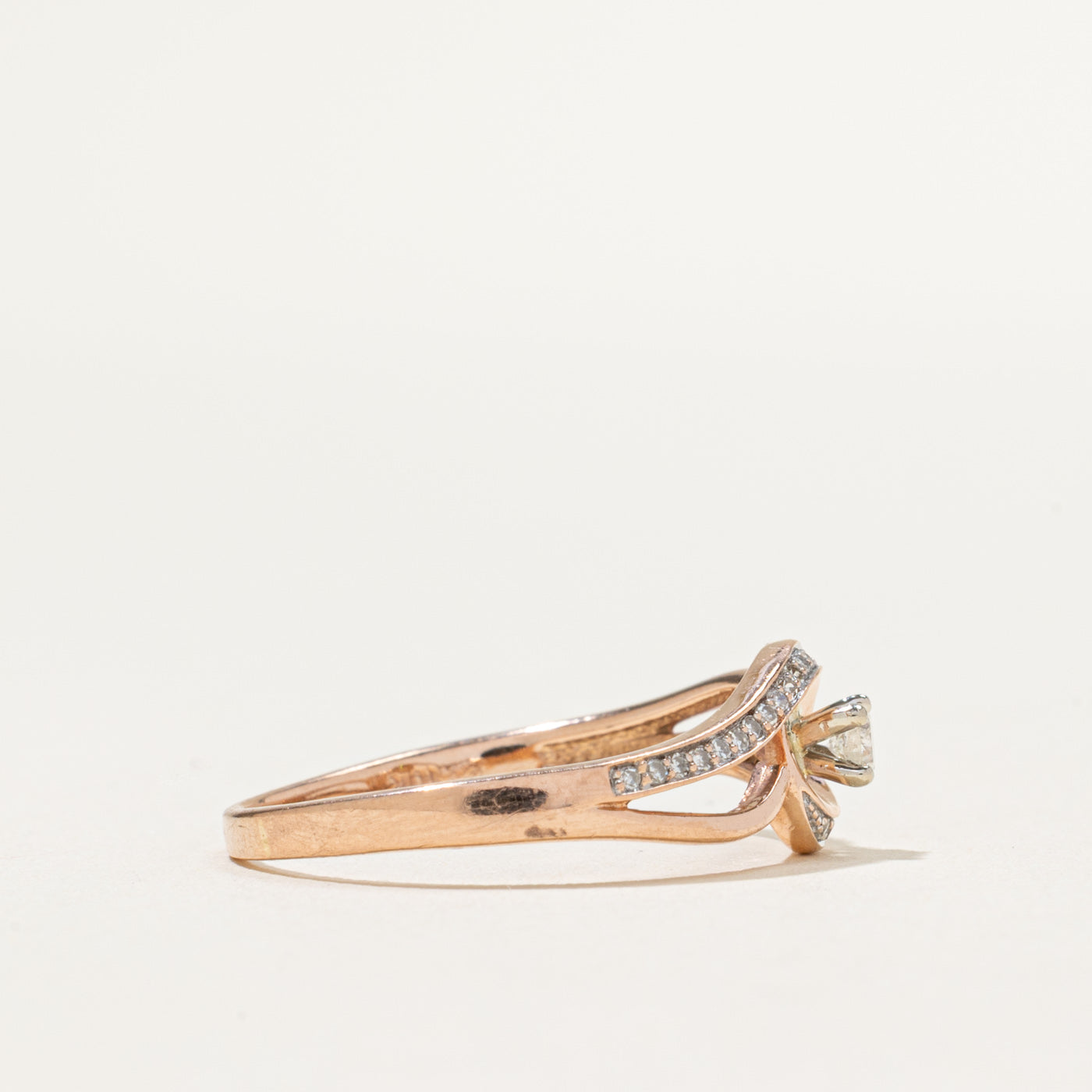 Twisted Bypass Diamond Ring - 0.19ctw Size 9 | Elegant Wedding Band, Anniversary Gift for Her, Perfect for Proposals & Special Occasions