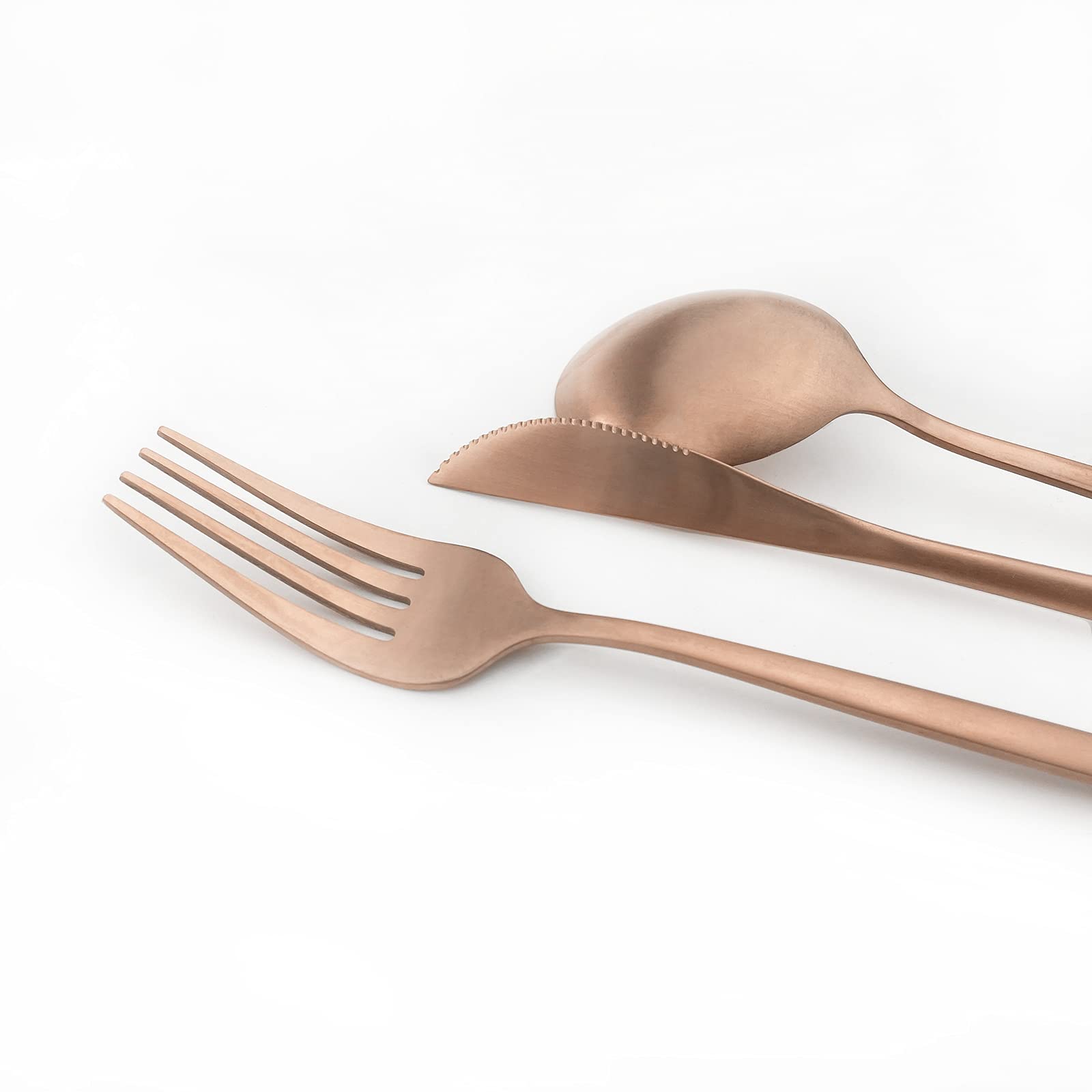 30-Piece Matte Rose Gold Flatware Set - 18/0 Stainless Steel Dinnerware for 6 - Elegant Cutlery for Dining, Dessert, Tea & Coffee - Perfect for Dinner Parties, Weddings & Holiday Gatherings