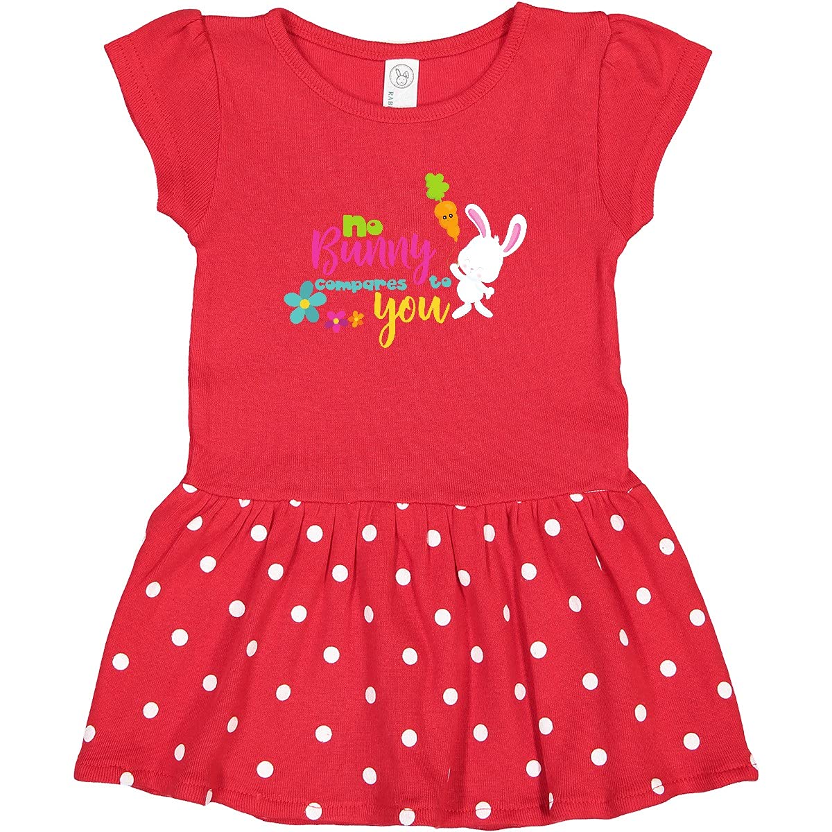 Inktastic Easter Toddler Dress - 'No Bunny Compares to You' Cute Bunny & Carrot Floral Print Baby Girl Outfit for Easter Sunday, Spring Photoshoot & Family Gatherings