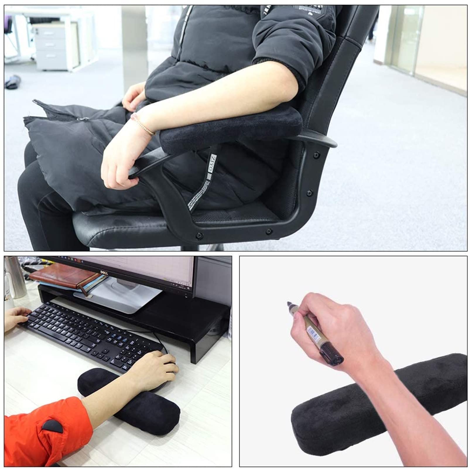 2 Pack Memory Foam Armrest Covers for Office Chairs - Soft Elbow Support Pads for Pressure Relief, Ergonomic Arm Rest Pads for Wheelchair, Gaming Chair & Desk Chair - Perfect for Long Work Hours & Gaming Sessions