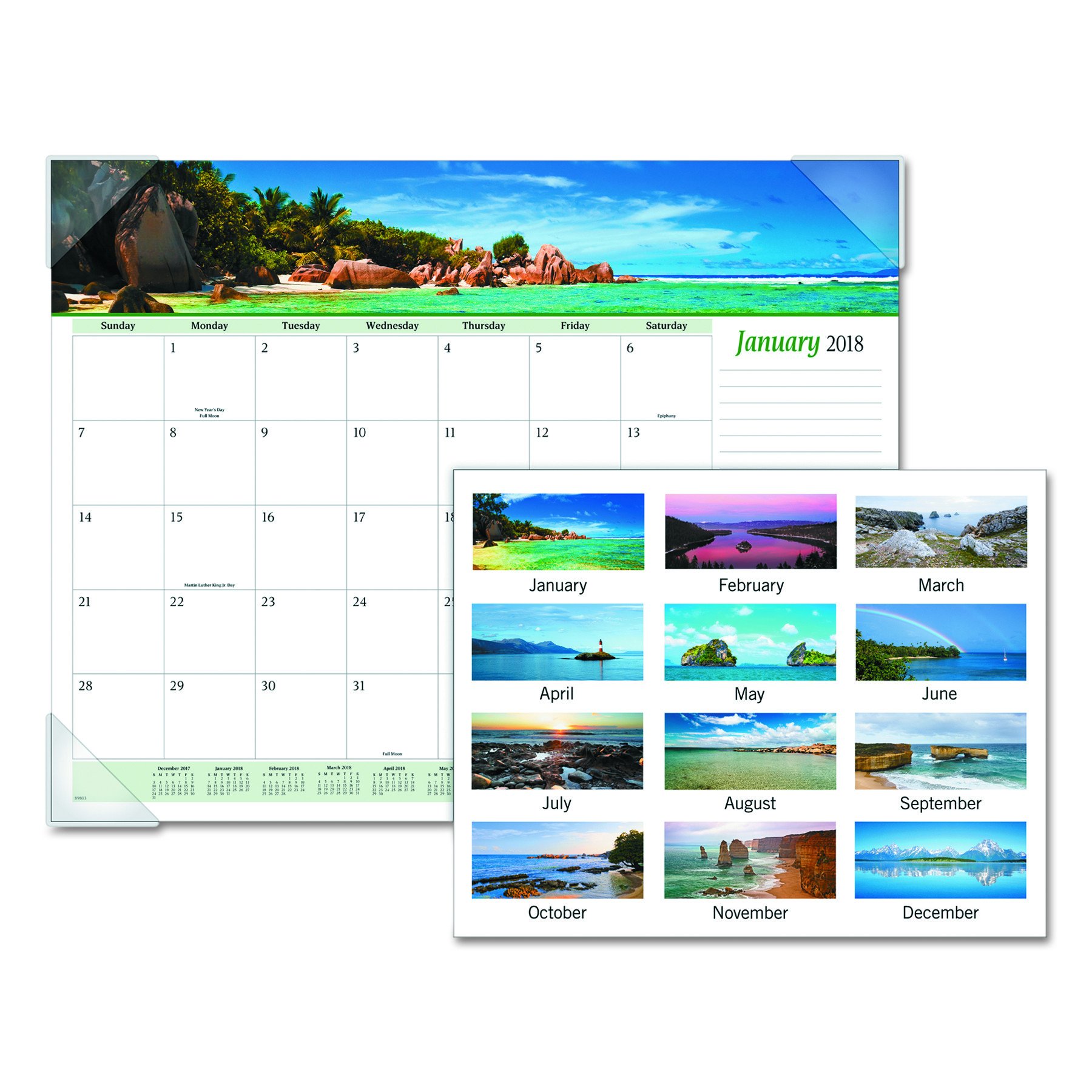 AT-A-GLANCE 89803 Seascape Panoramic Desk Calendar Pad, 22 x 17 Inches, 2016 - Perfect for Office, Home & School Organization